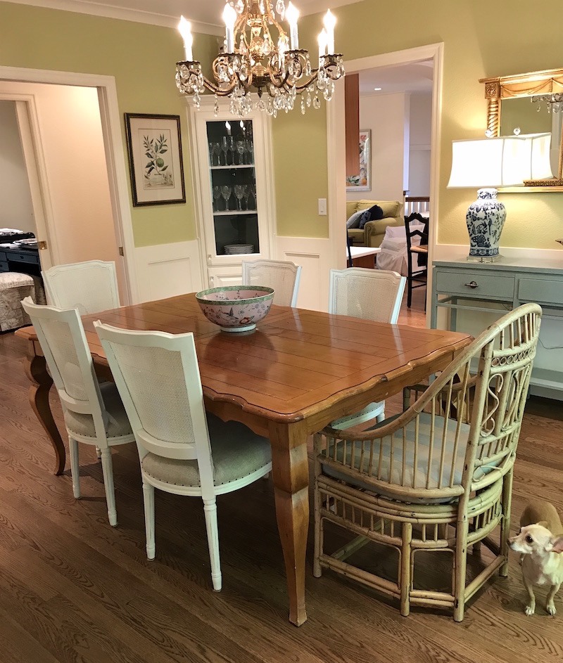 Karen Dining Room With Bamboo Host, Dining Room Hostess Chairs