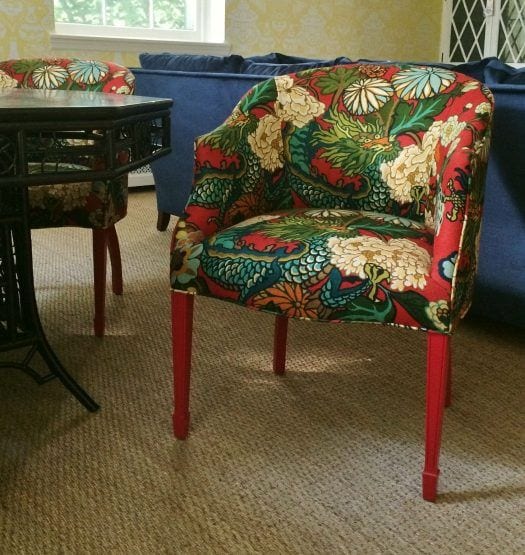 Chiang Mai Dragon - barrel chair by LBI - how to mix dining chairs
