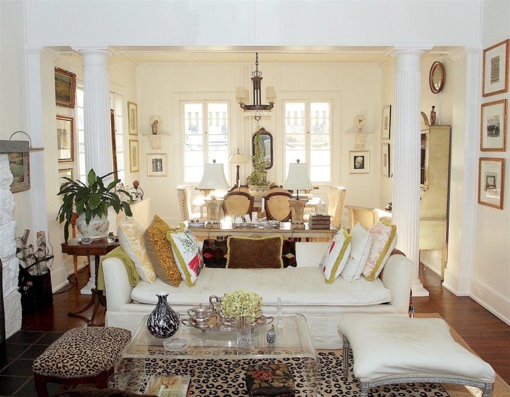 Nancy Keyes gorgeous living room with white walls 