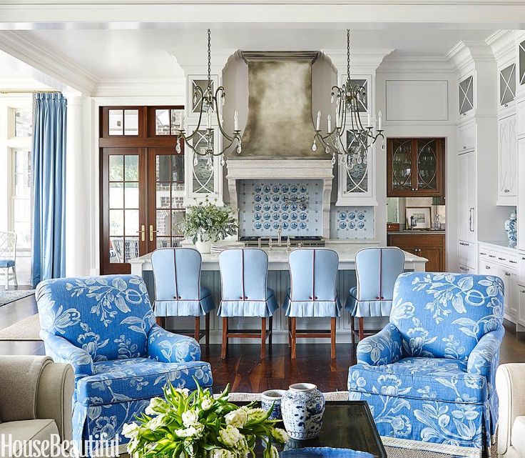 Suzanne Kasler Kitchen Family Room Blue And White Laurel Home