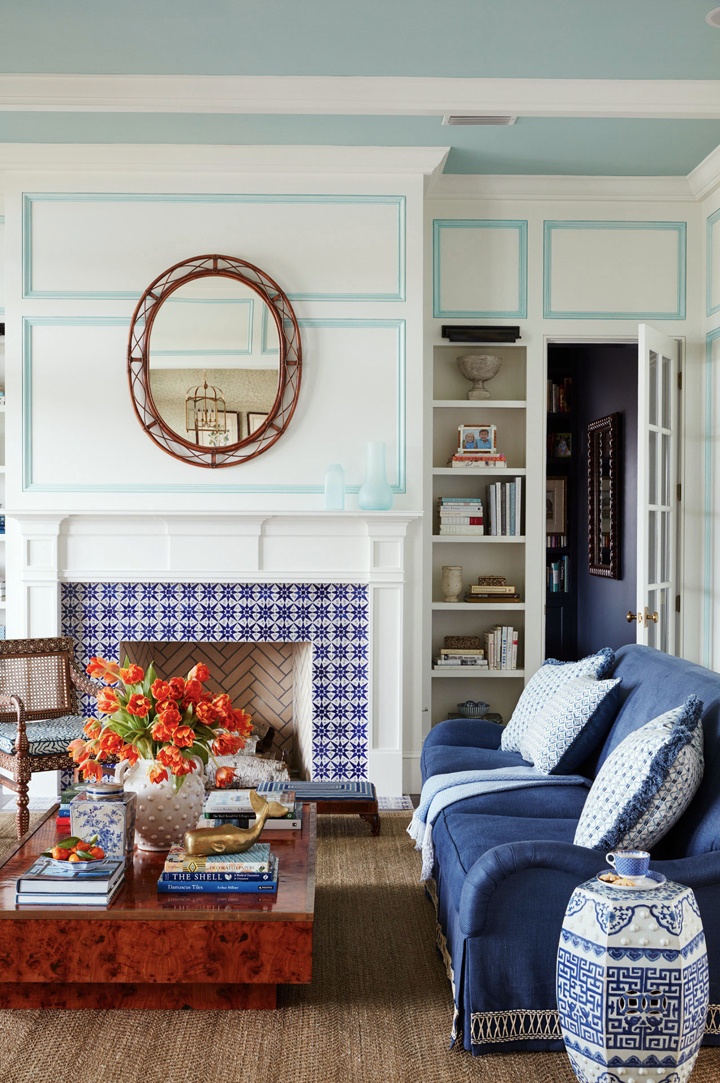 Via House Of Turquoise Andrew Howard In, House Beautiful Blue Living Rooms