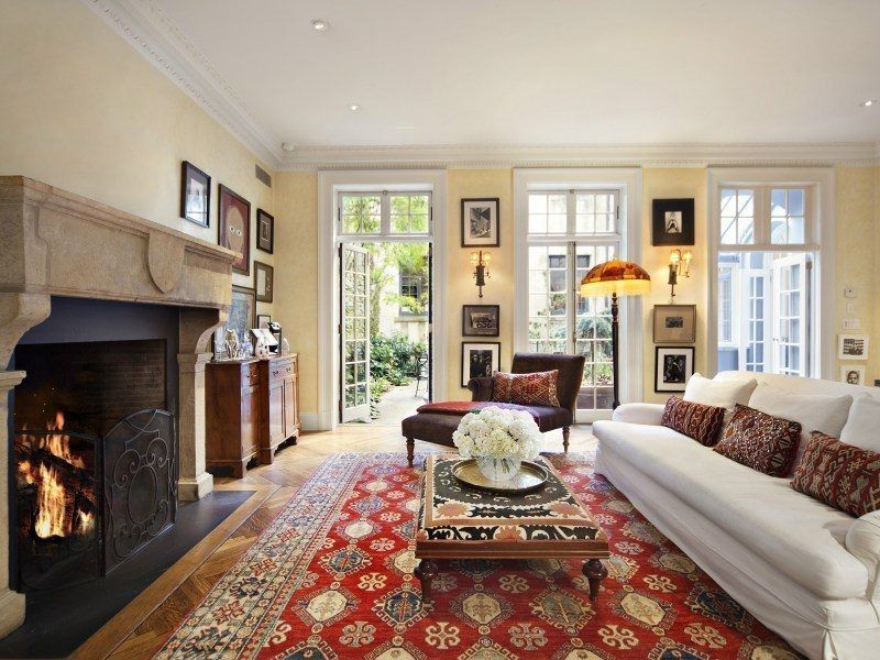 Spike Lee's townhouse with Oriental rugs and white furniture