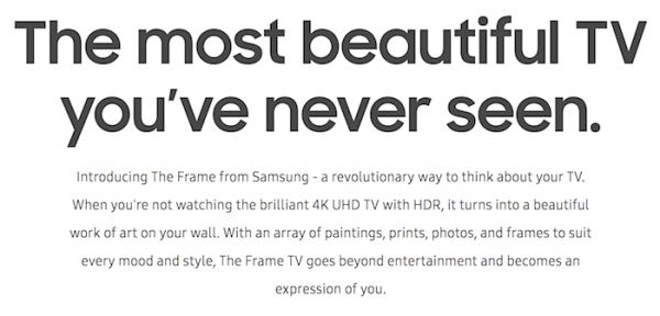 Samsung The Frame Slogan - living room TV