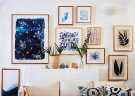 Cool Anthropologie art collection blue wall art gallery