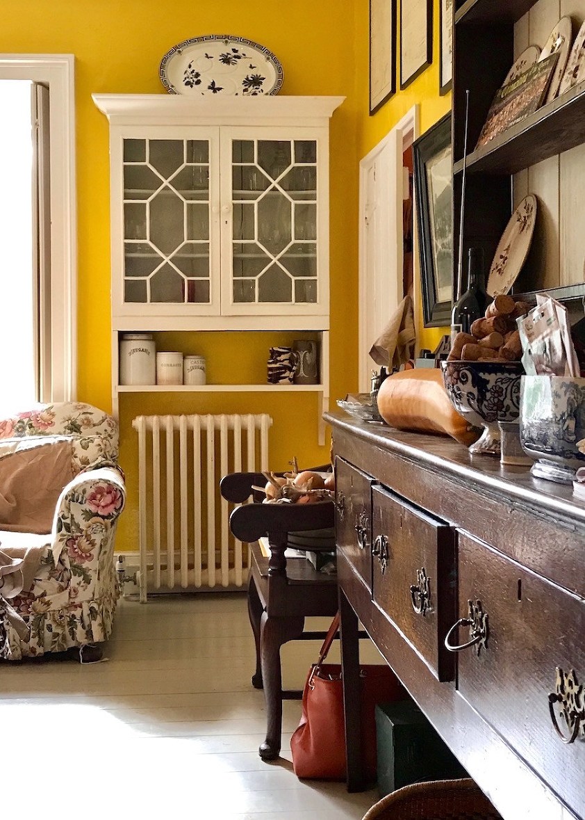 Ben Pentreath - Charlie McCormick - old parsonage kitchen yellow walls - cabinet
