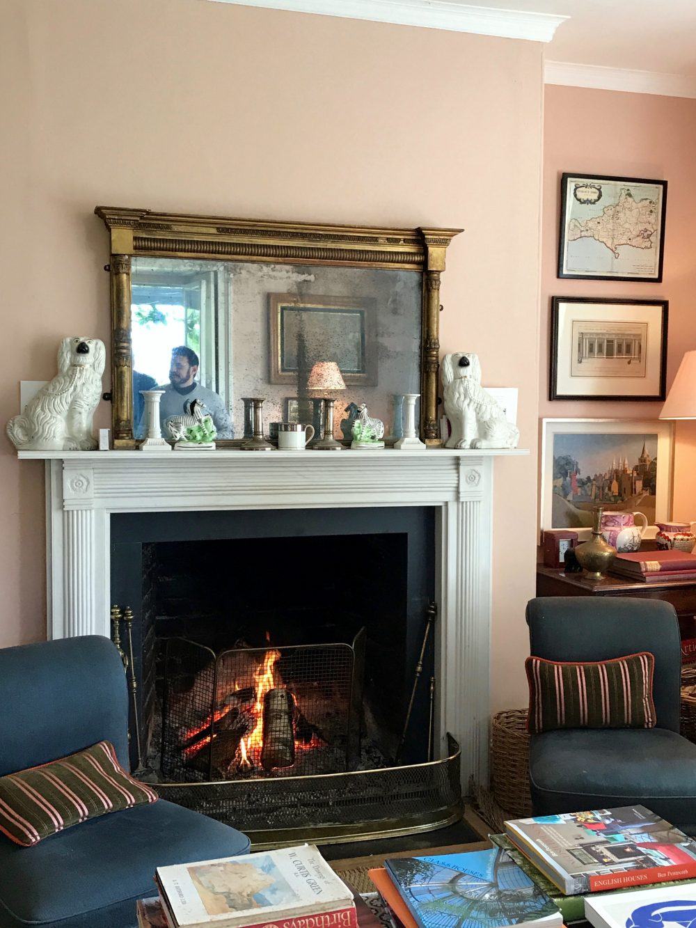 Ben Pentreath's Fireplace Mantel Styling in Dorset UK - photo LBI