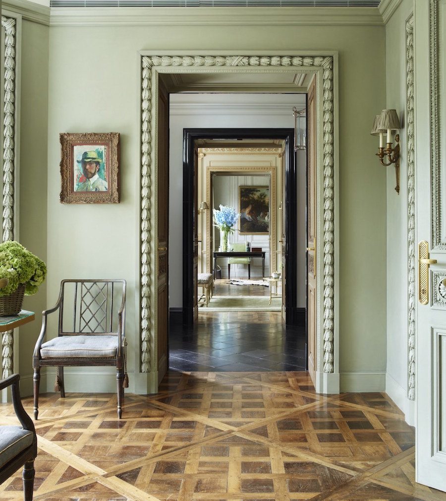 Phillimore Gardens Mansion House - Reclaimed Parquet Flooring, Custom Architrave Paolo Moschino for Nicholas Haslam