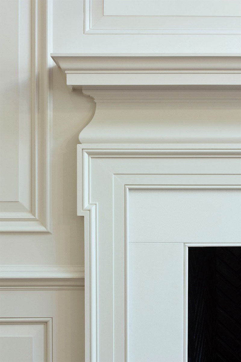 GP Schafer architect fireplace-Boxwood, Nashville, TN - gorgeous fireplace surround - maybe White Dove paint?