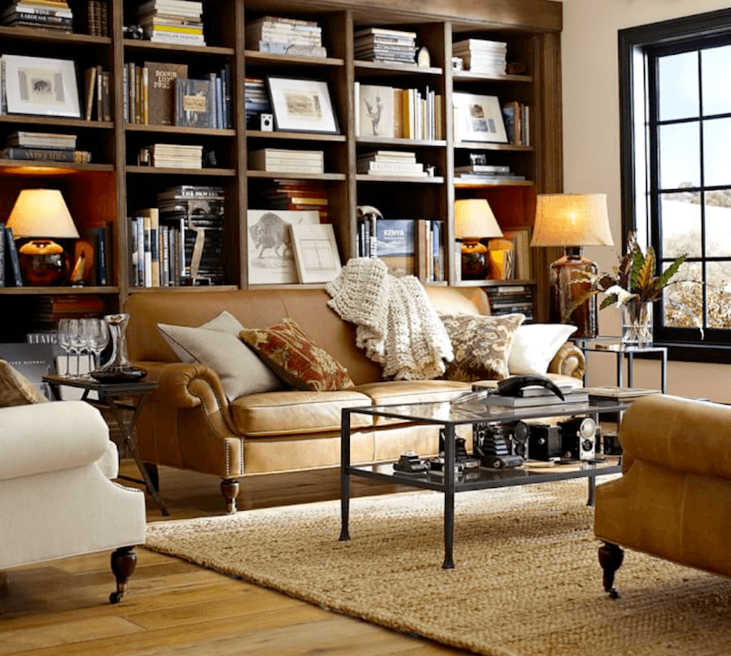 Brooklyn Leather sofa from Pottery Barn Warm Color Scheme
