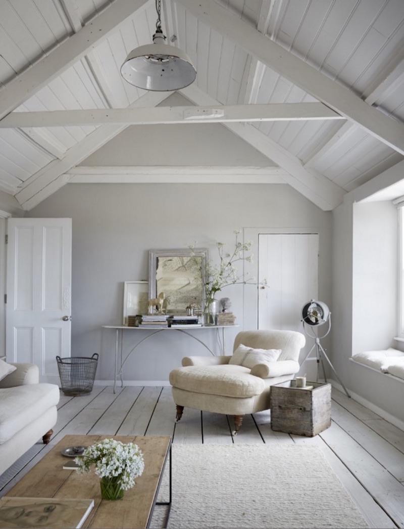 frombritainwithlove - we-love-seaside-interiors-ceilings-vaulted ceiling with white beams