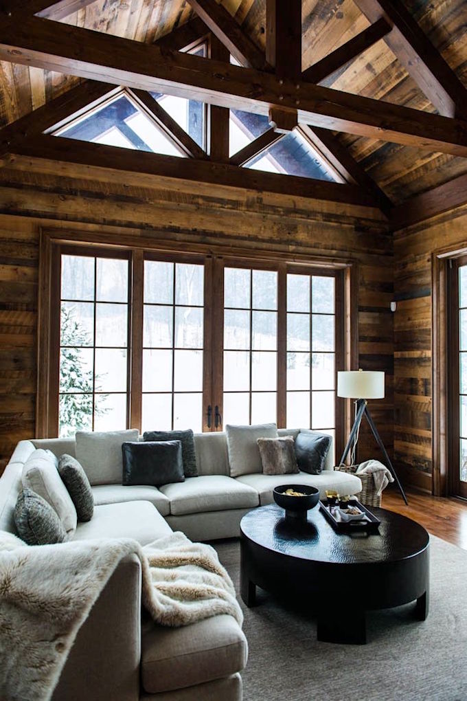 classic contemporary living room in a rustic home by Timothy Johnson