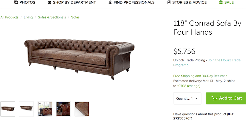 conrad sofa four hands $5756