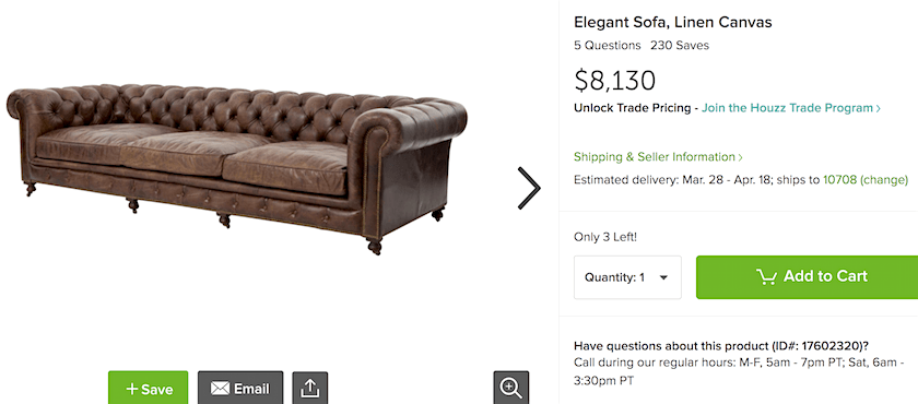 houzz elegant sofa leather linen canvas $8130 