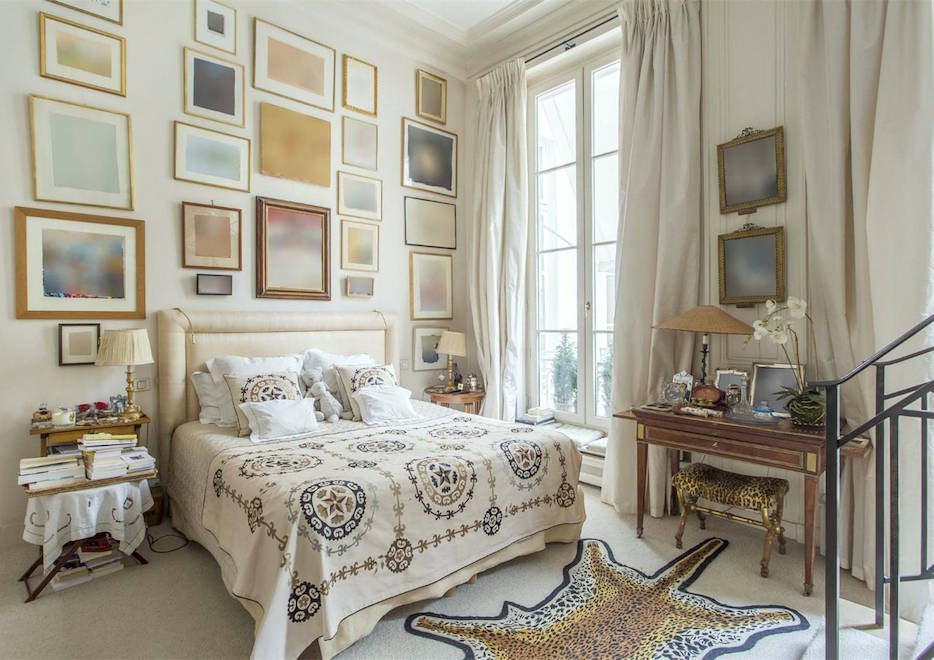 dream house - Parisian master bedroom with art wall