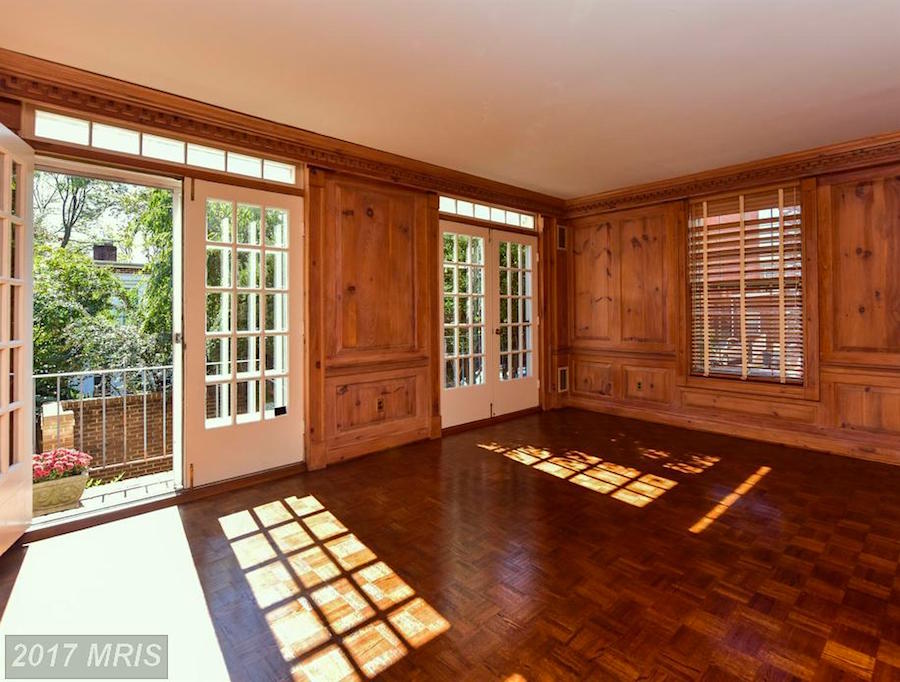paint wood paneling Federal Style Home living room - Alexandrian, VA