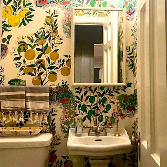 Schumacher Citrus Garden Wallpaper young family home remodeling powder