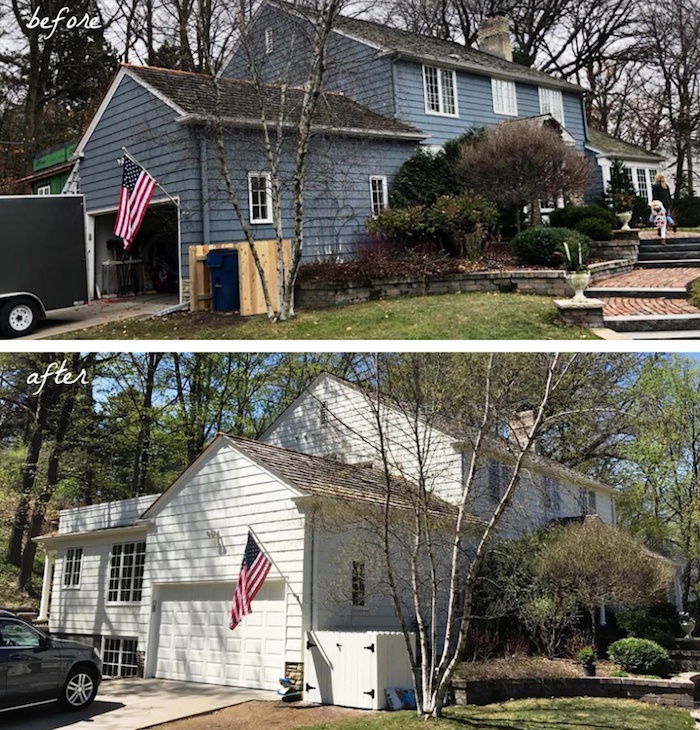 exterior before and after home remodeling