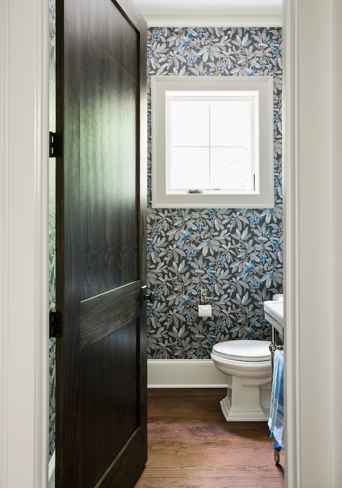 Emtek - doorknob powder room-Georgia Farmhouse by Athens Building Co. with Rebecca Lang, Photos by Rustic White Photography