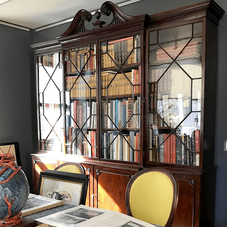 gorgeous English Chippendale breakfront nothing bland decor about this- Gerald Bland Antiques - NYC