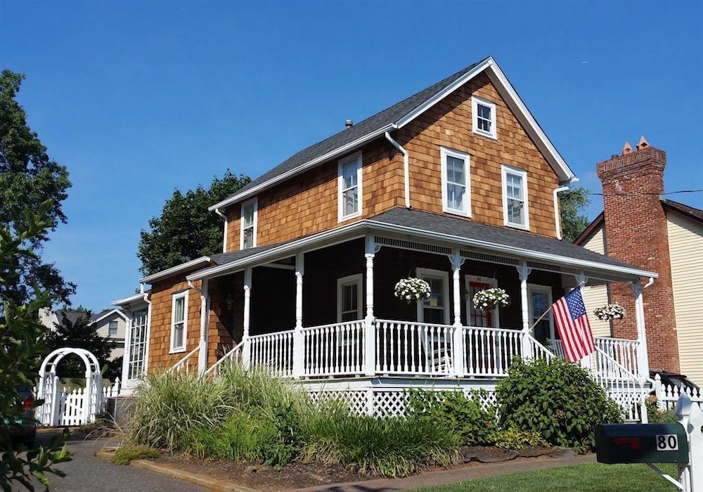 old house - New Jersey - red cedar shake siding - wrap around porch