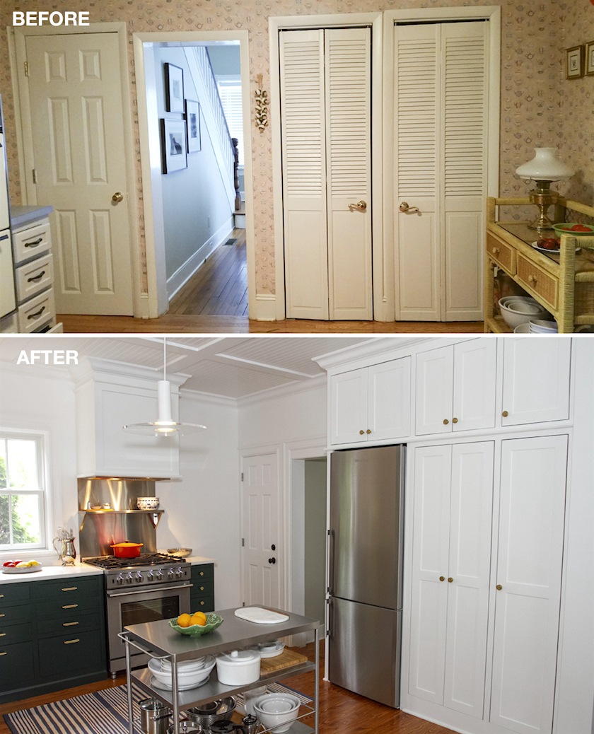 frumpy old house kitchen remodel pantry Benjamin Moore Distant Gray