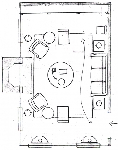 living room floor plan variation - chairs - sofa