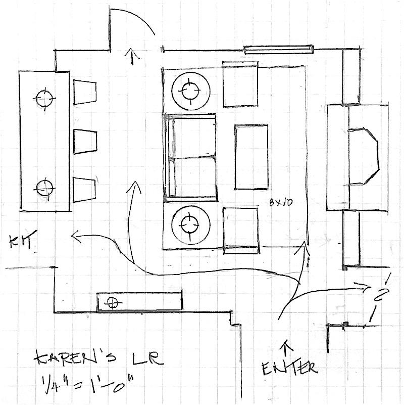 Tiny living room with seating area floor plan