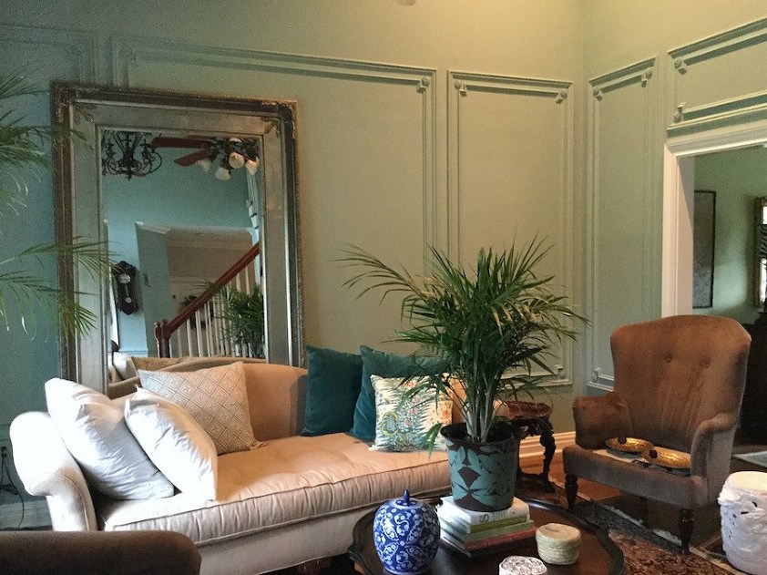 interior decorating lessons - elegant living room - mouldings - Benjamin Moore Wythe Blue HC-143