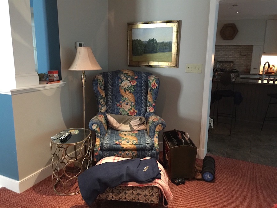 wing chair in family room addition