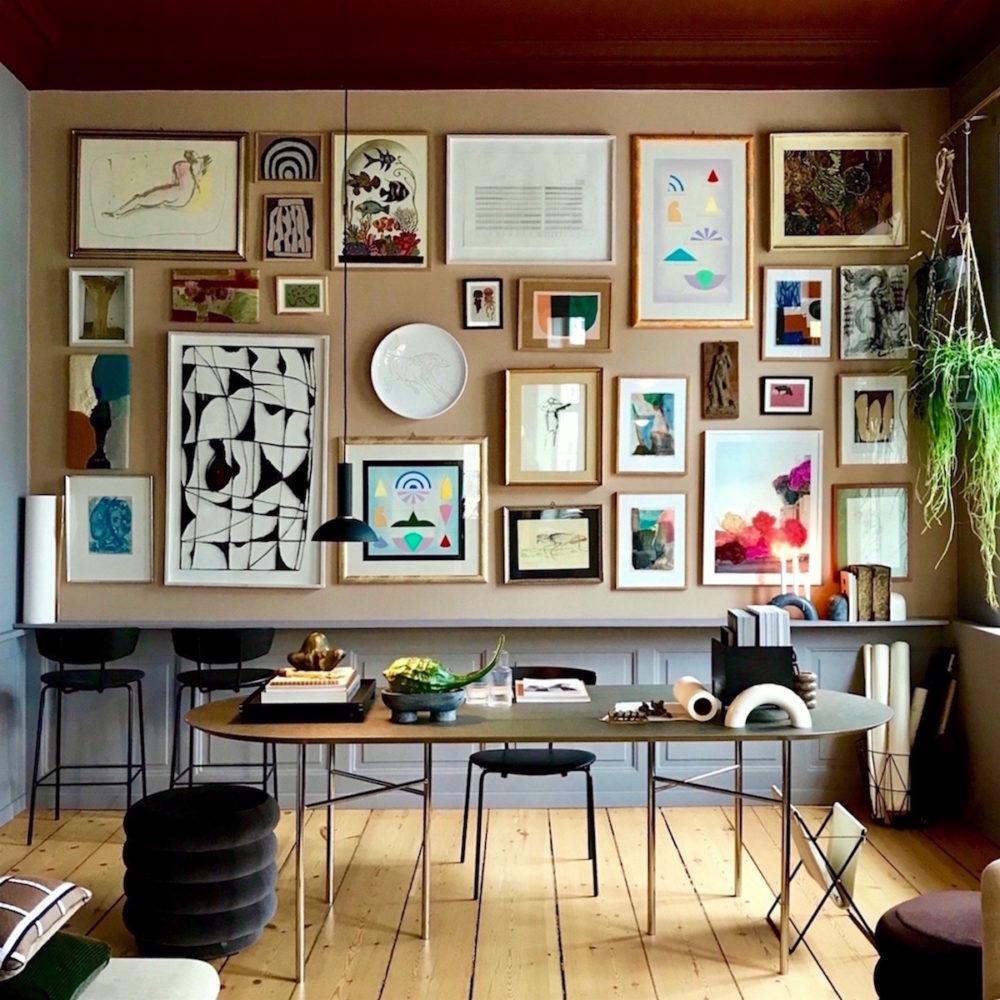 Ferm Living - incredible art wall - home office - Copenhagen design immersion