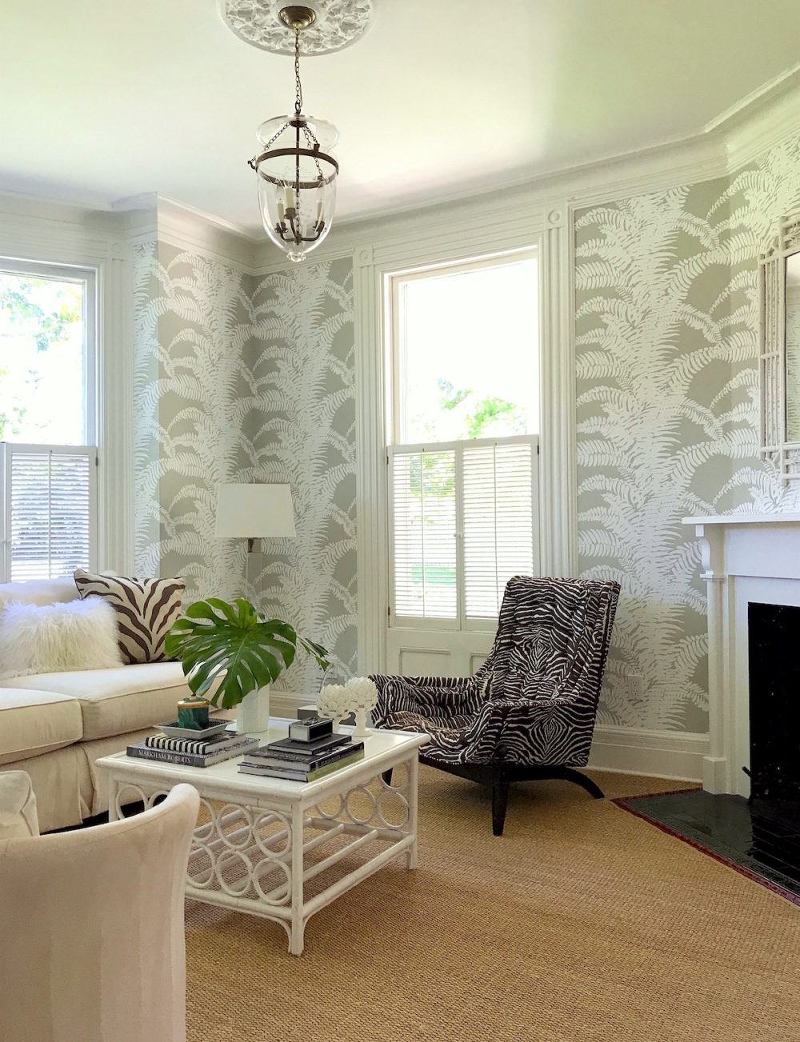 interior design -home staging expert Lotte Meister- Rye NY - den- Meg Braff Ferns Wallpaper