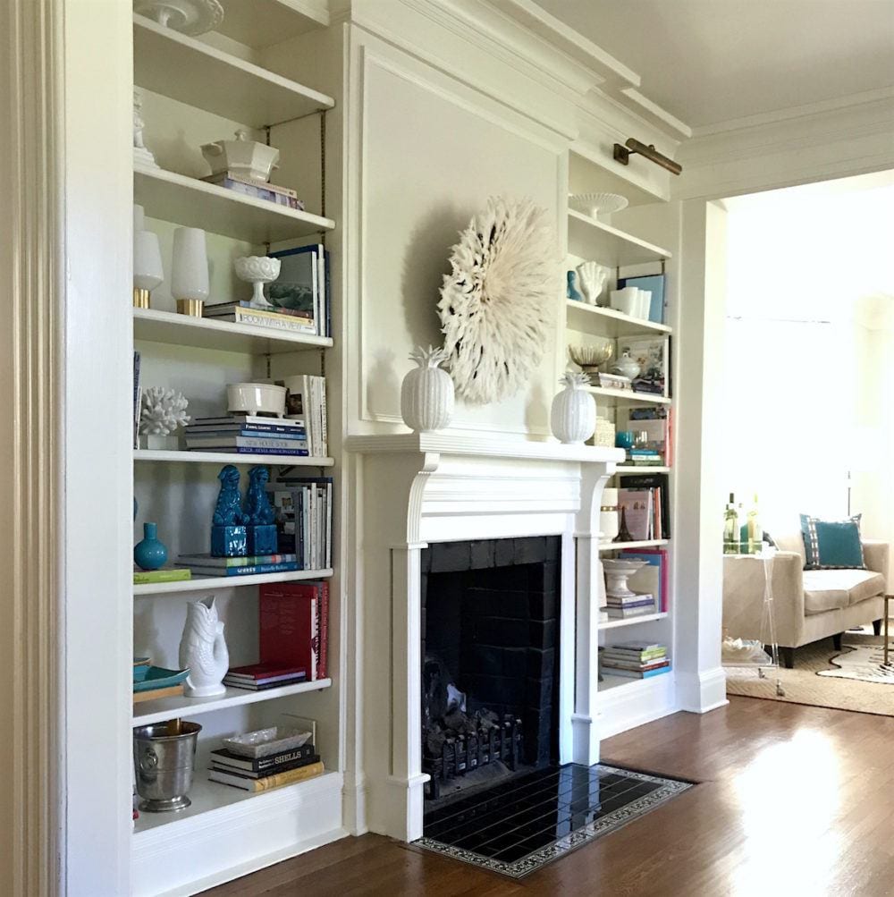 living room - bookcases - sisal rugs interior designer - home stager - Lotte Meister - Rye, NY