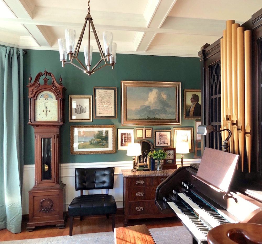 music room - art wall - decorating on a shoestring budget