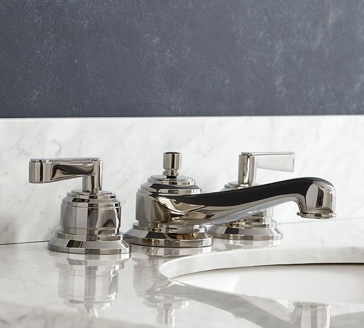 covington-lever-handle-widespread-bathroom-faucet - I'm a little obsessed - from Pottery Barn and it comes in Brass and other finishes too.