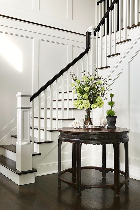 Sage Design - beautiful staircase white wall paint
