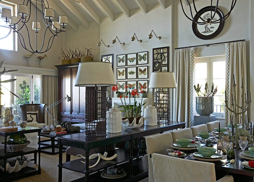 Beautiful eclectic living dining room - John Jacob - Benjamin Moore - Revere Pewter - No Fail Paint Colors