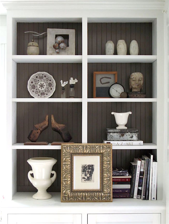 Benjamin Moore Fairview Taupe - Bookcase back -No Fail Paint Colors-Urban Cottage
