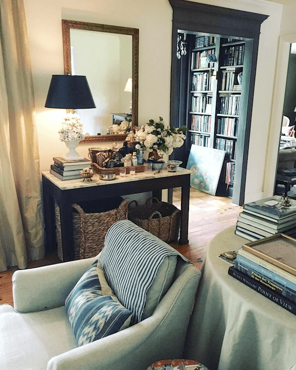 Maura Endres living room vignette - @m.o.endres on instagram -  Cohesive Room Colors and furnishings