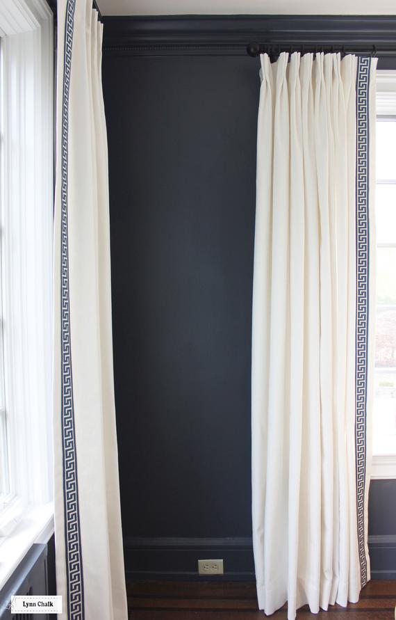 Lynn Chalk - on Etsy Custom Drapes with Greek Key Trim