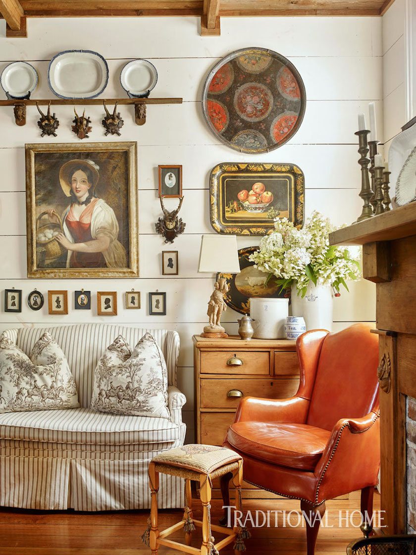 Traditional Home Decorating with plates and art - photo Emily Followill