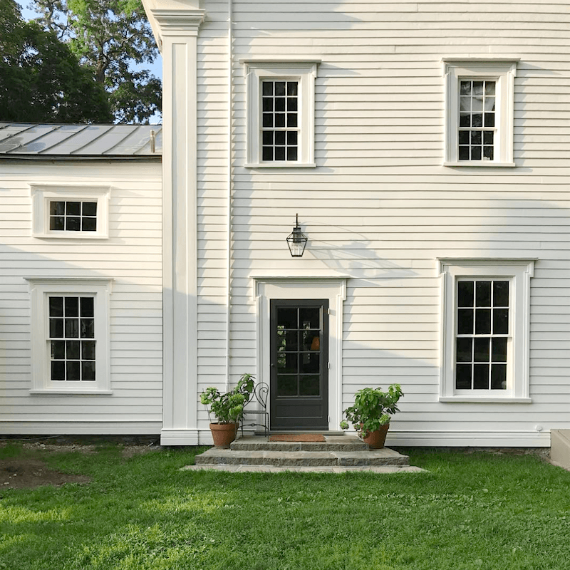 best shades white paint - maybe Simply White? or Farrow & Ball Wimborne White - Gerald Bland's Greek Revival country home in upstate New York