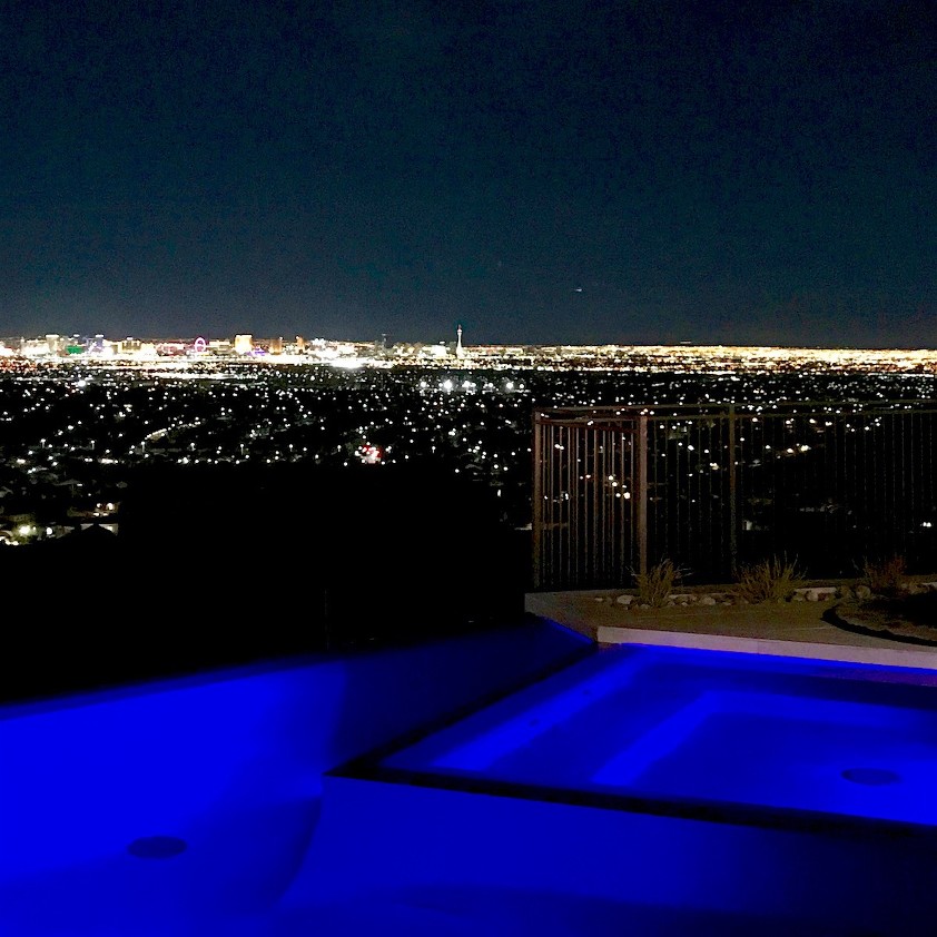 New American Home-Caesarstone - infinity pool - Las Vegas lights