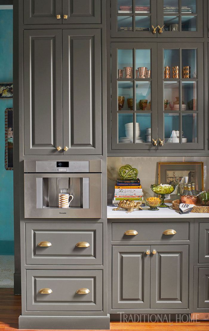 Home - kitchen - Savannah Southern Style Showhouse - Thompson Traders Copper Range Hood Custom Kitchen Details