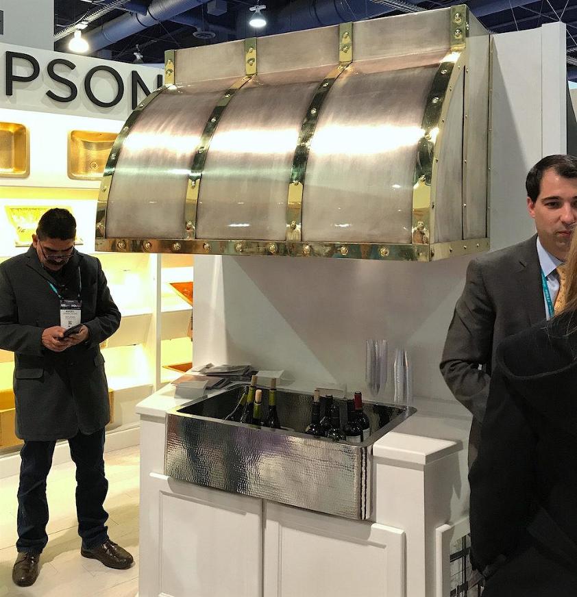 Stunning stainless steel and brass custom hood - Thompson Traders KBIS 2019
