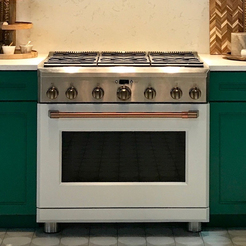 cafe matte white colorful kitchen appliances - mixed metals
