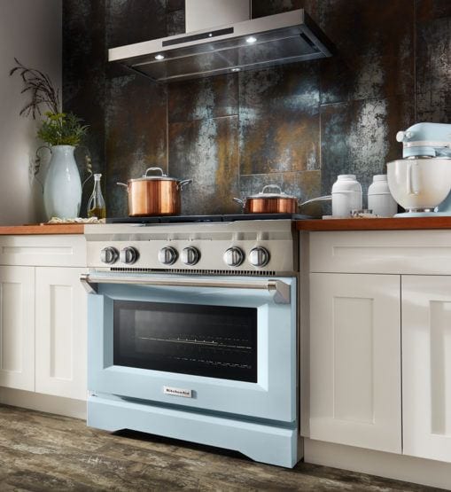 Kitchenaid Misty Blue Range Colorful Kitchen Appliances Laurel Home   Kitchenaid Misty Blue Range Colorful Kitchen Appliances 509x555 