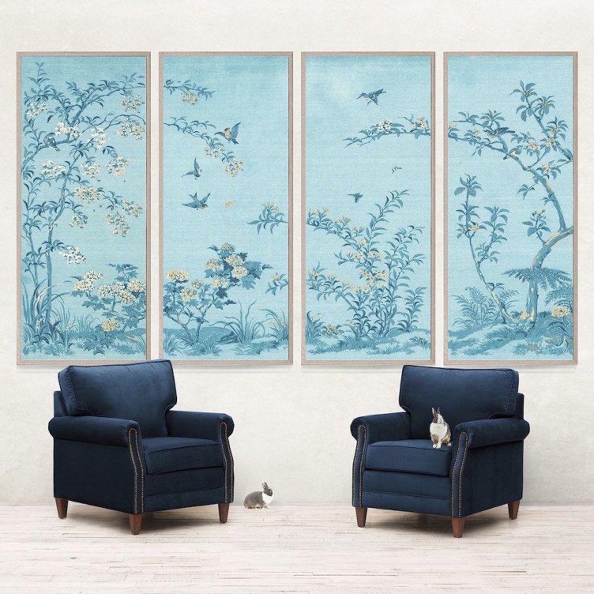 rococo-gold_blue-Natural curiosities - Chinoiserie wallpaper panels