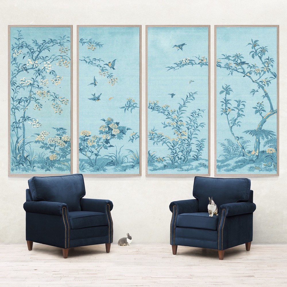 rococo-gold_blue-Natural curiosities - Chinoiserie wallpaper panels ...