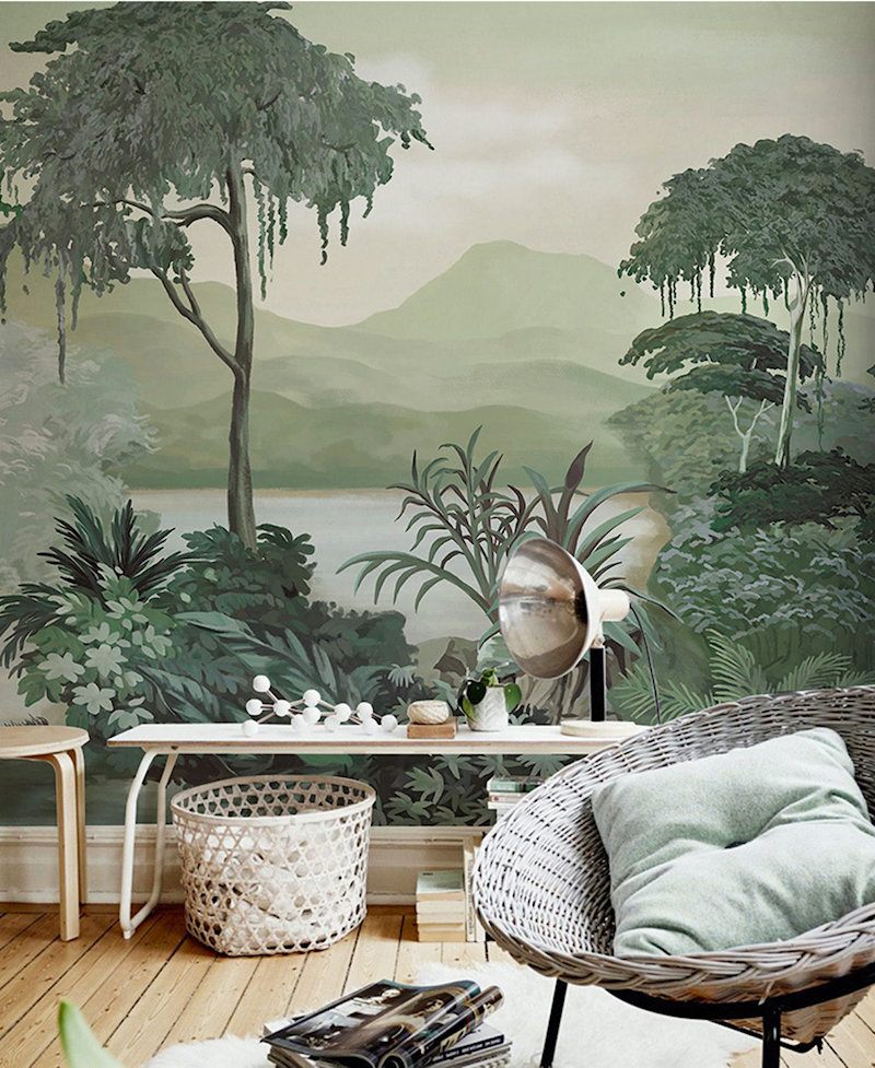Florawallpaper - etsy - Tropical rainforest wall - scenic wallpaper murals