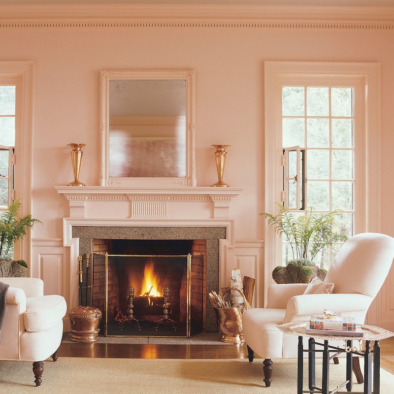 Martha Stewart pink living room 